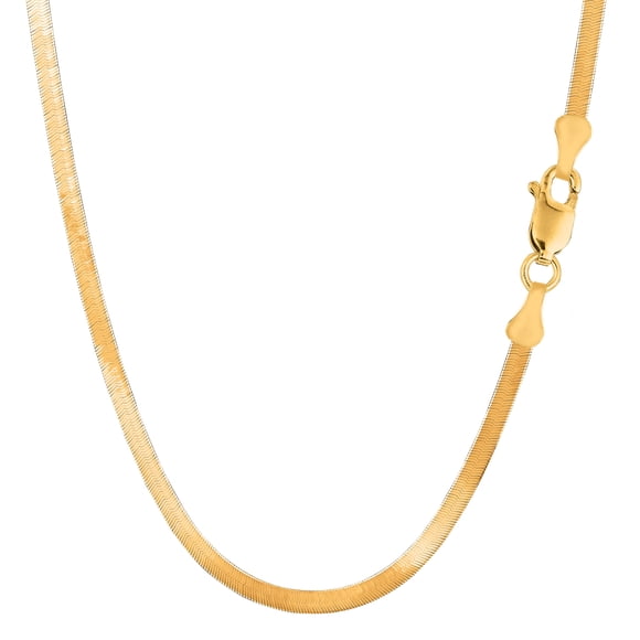 14k Yellow Solid Gold Imperial Herringbone Chain Necklace, 3.0mm, 16"