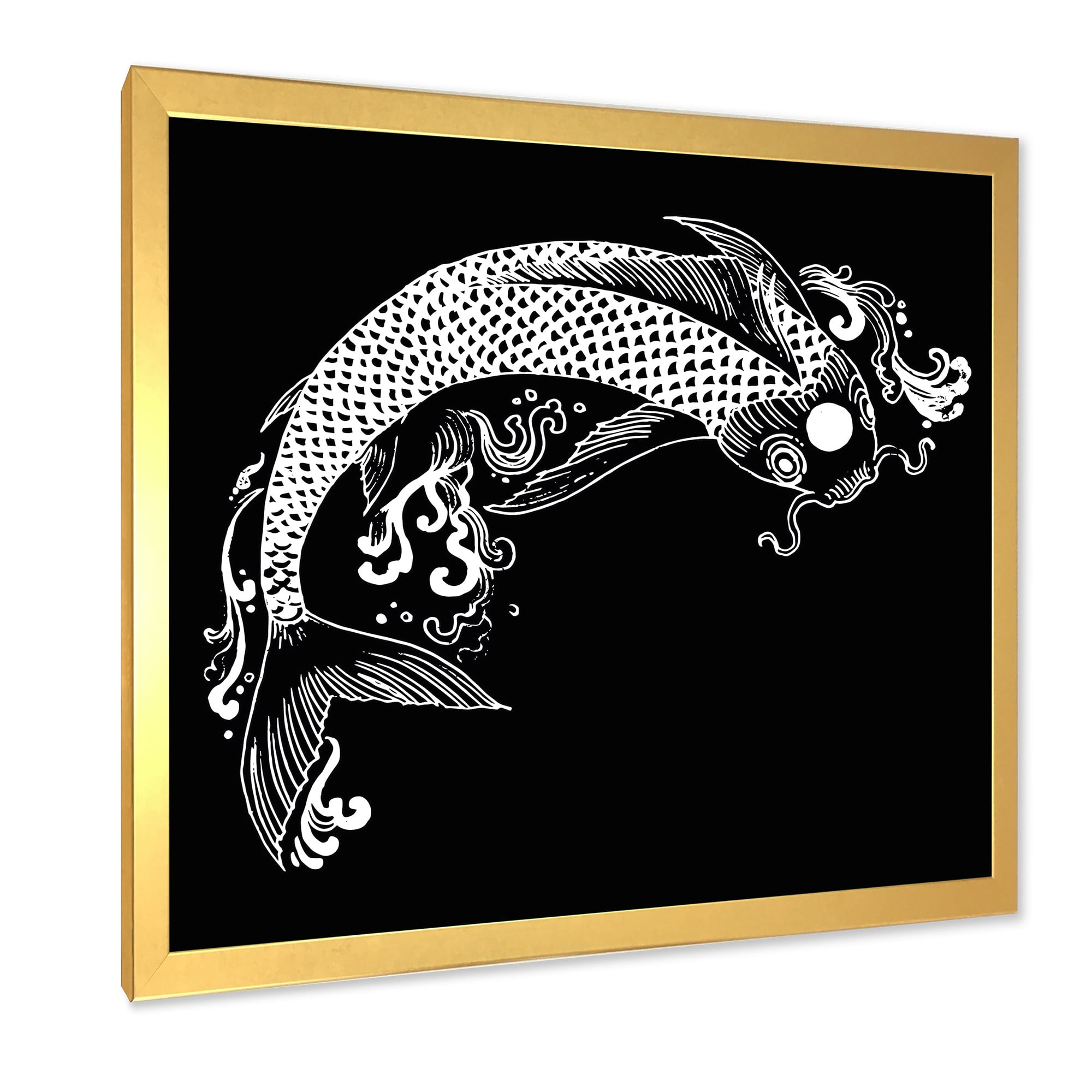 Designart 'Chinoiserie With Koi Fish I' Traditional Framed Art Print