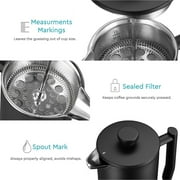 Belwares French Press Coffee Maker 34 oz Stainless Steel Coffee Press, Double Wall French Press with 4-Level Filtration