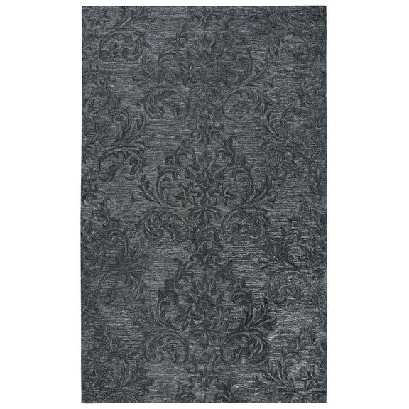 Rizzy Rugs Fifth Avenue Area Rug FA177B Dk. Grey Petals Vines 18" x 18" Rectangle