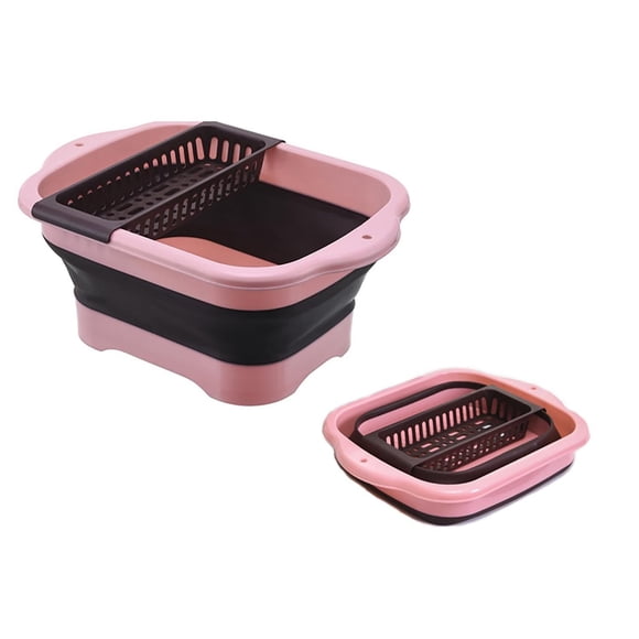 TIELUTT Dish Basin with Drain Plug Space Saving Outdoor Multiuse Foldable Kitchen Pantry Organizers And Storage Small Food Containers Rubber Made Revile Kitchen Needs Spaghetti Container Storage
