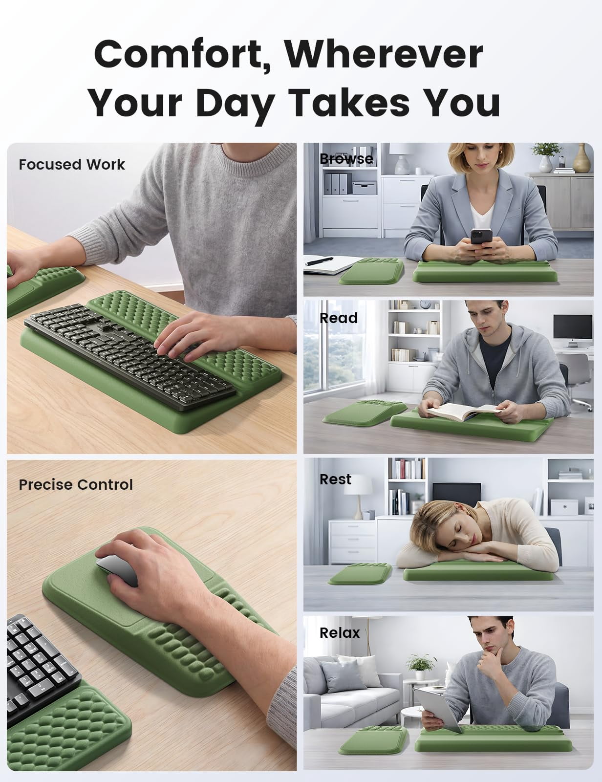Stand And Mouse Pad Set With Wrist Rest  Soft Memory Foam Support Cushion For Desk Carpal Tunnel Palm Hand Typing Office Gaming Grey