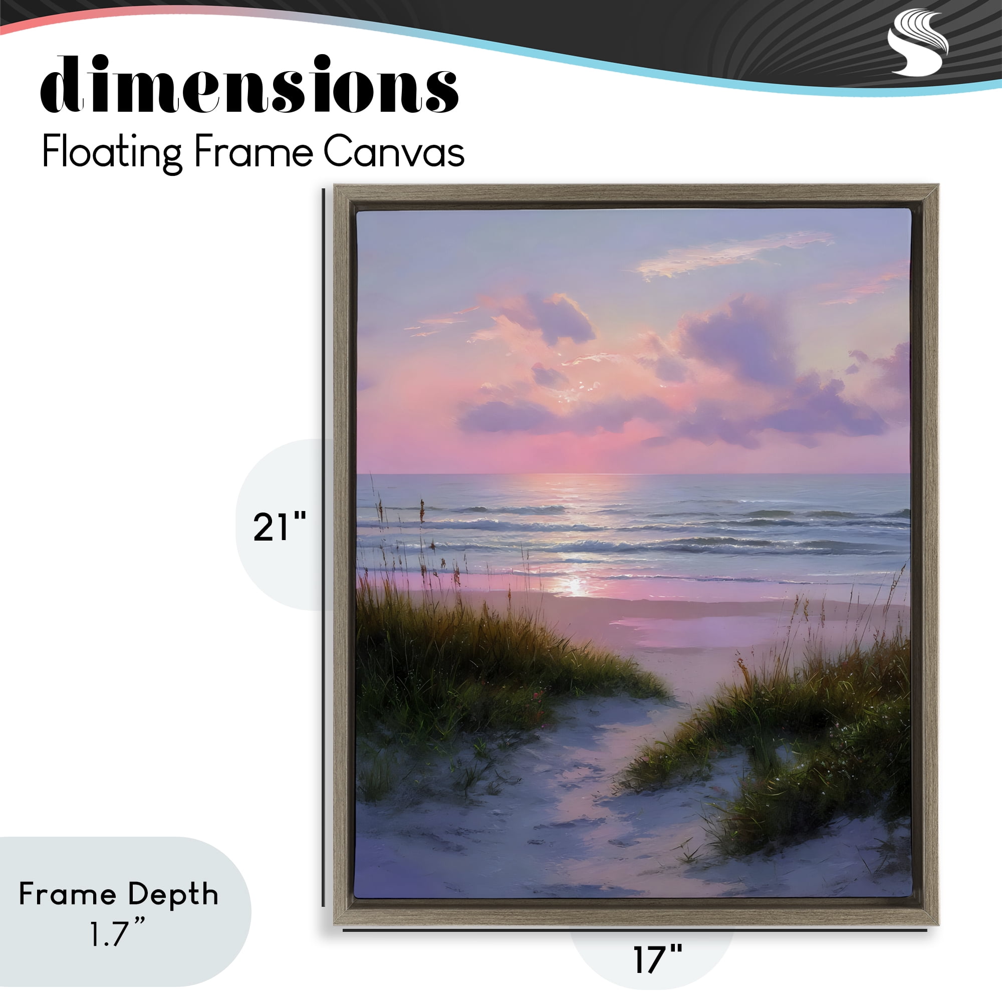 Stupell Industries Romantic Beach Sunset in Pink Brown Framed Floater Canvas Wall Art, design by Franklyn Gregory