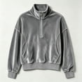 thumbnail image 7 of Women Quarter Zip Pullover Long Sleeve Velvet Sweatshirt Soft Cozy Lightweight Fall Winter Casual Loose Fit Tops Warm Outdoor Sports Wear XL, 7 of 7
