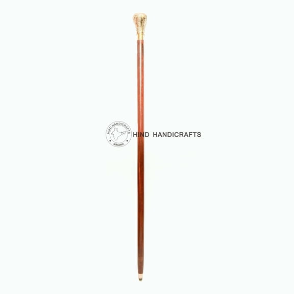 Hind Handicrafts Decorative Victorian Canes and Walking Sticks for Men & Women - 36" Brown Ebony Brass Handle Unisex Derby Foldable Cane (36 inch, Knob 4)