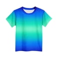 thumbnail image 4 of CYRBOKO T-shirts for Boys, Gradient Color Running Casual Short Sleeve Sports Top Blue Size 12-13 T, 4 of 4