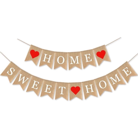 Burlap Home Sweet Home Banner Housewarming Party Garland Supplies Decoration