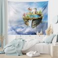 thumbnail image 5 of Fantasy Tapestry, Island with Dragon Castle Tower Waterfall and Flipped Mountain in Space Image, Wide Wall Hanging for Bedroom Living Room Dorm, 80" X 60", Pale Blue, by Ambesonne, 5 of 9