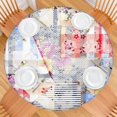 thumbnail image 2 of Pioneer Flower Floral Print Pattern Round Fitted Tablecloth with Elastic Edge,Dining Table Cover Waterproof,Outdoor Round Tablecloth for Camping,Dining,Indoor and Outdoor, 2 of 7
