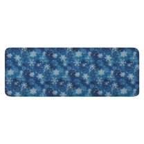 Blue Christmas Snowflake Pattern Kitchen Rug Mat,Kitchen Runner Rugs Non Skid Washable,Decorative Kitchen Floor Mats for Kitchen,Sink,Laundry,17"x47.2"