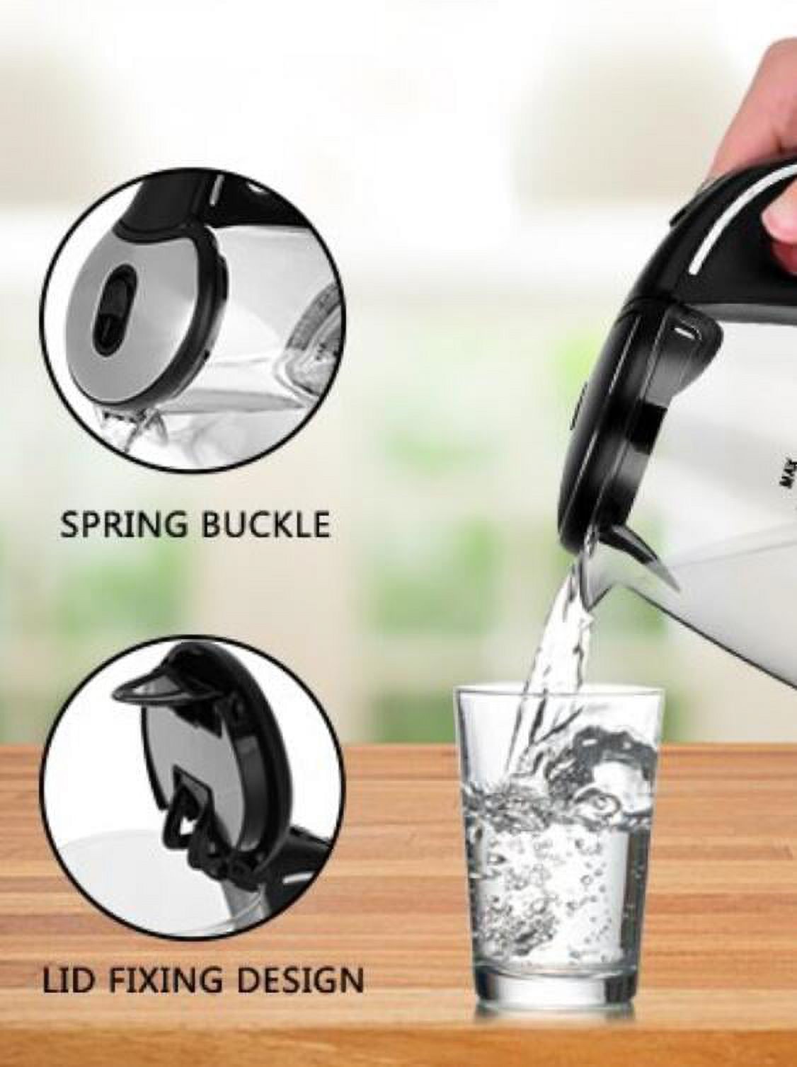 [Factory Store] QUEEN SENSE SpeedBoil Cordless Electric Kettle Glass Tea, Coffee Pot 1.7 Liter Cordless with LED Light, BPA-Free with Auto Shut-Off and Boil-Dry ProtectionGK2001