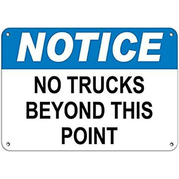 Warning Notice No Trucks Beyond This Point Hazard Signs Road Business 12X8 Inches Metal Tin Sign