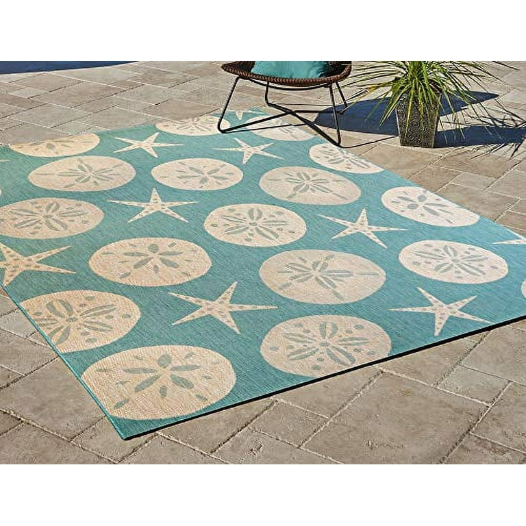 5'X8' Sand Beige Hand Hooked Uv Treated Coastal Sea Life Indoor Outdoor Area Rug 5'X8' Sand Beige Hand Hooked Uv Treated Coastal Sea Life Indoor Outdoor Area Rug