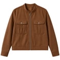 thumbnail image 5 of Enjoytime Cropped Jackets for Women Fall Fashion Long Sleeve Zip Up Jacket Plus Size Trendy Vintage Work Casual Outerwear, 5 of 6