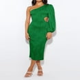 thumbnail image 3 of Elegant Pleated One Shoulder Cut Out Party Dress for Women, 3 of 7