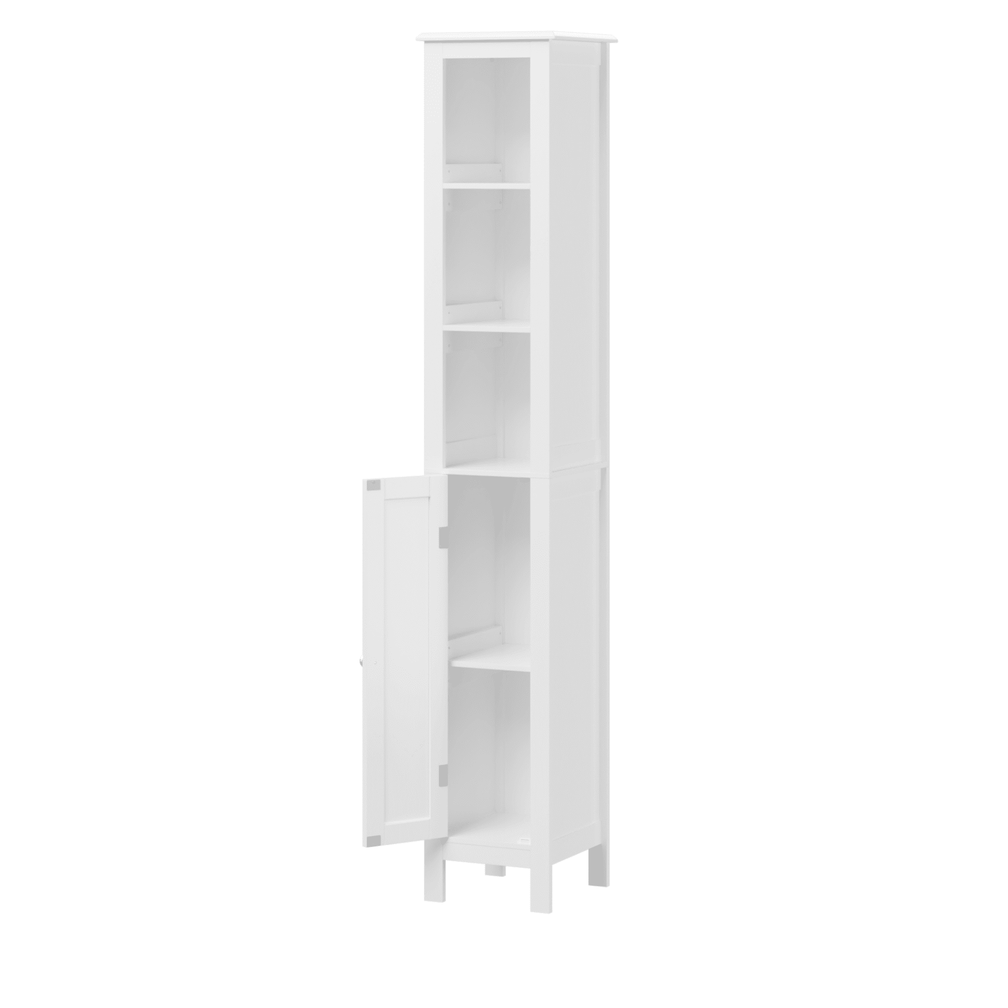 Aukfa 66.92" Wood Storage Cabinet, Slim Freestanding Cabinet with Anti-Tip and Adjustable Shelves for Small Spaces, Bathroom,Kitchen, White