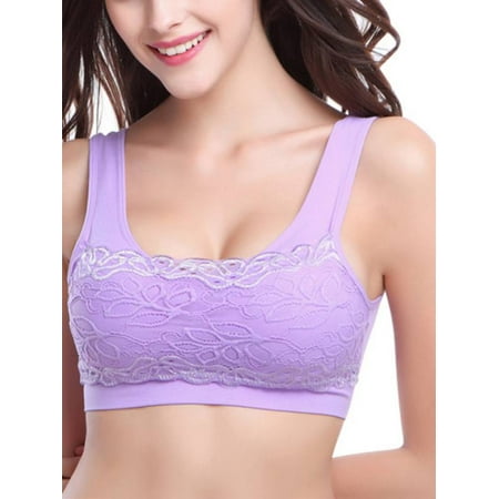 Babula Women Seamless Lace Padded Solid Color Sport Bras