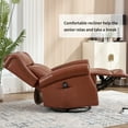 thumbnail image 6 of 360° Swivel Recliner Chair Rocker with Massage and Heating for Elderly, Genuine Leather Lounge Single Sofa with Adjustable Footrest and Backrest, Red, 6 of 7