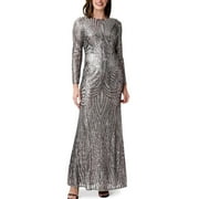 ADRIANNA PAPELL Long Sleeve Stretch Sequin Mermaid Gown