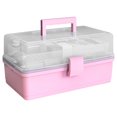 thumbnail image 2 of Caja de almacenamiento de pastillas, 3 capas, gran capacidad, estuche de cosméticos para el hogar, organizador de artículos diversos de plástico, estilo ordinario, rosa Methold HA004344-03B, 2 of 7