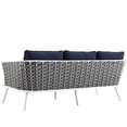 thumbnail image 4 of Contemporary Modern Urban Designer Outdoor Patio Balcony Garden Furniture Lounge Sofa, Fabric Aluminum, Navy Blue White, 4 of 5