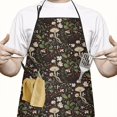 thumbnail image 2 of Brown Mushroom Daisy Dark Pattern Apron-Garden Aprons for Women with Pockets-Cotton Linen Waterproof Kitchen Cooking Gardening Aprons Adjustable for Kitchen,Cooking,BBQ and Salon 33x27 Inch, 2 of 7