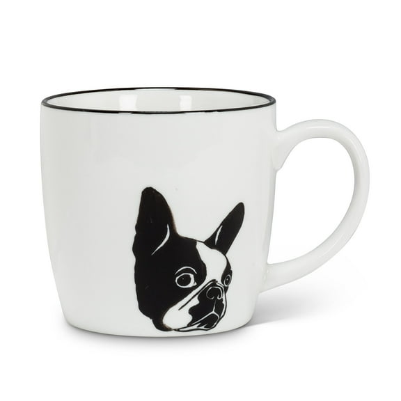 Abbott Collection AB-27-BOSTON-MUG 3 in. Dog Face Mug, White & Black