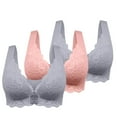 thumbnail image 1 of WZXFASHION Womens No Ring French Womens Front Close Bra T Back Plus Size Unlined Bra For Large Bust Bra M XXXL, 1 of 9
