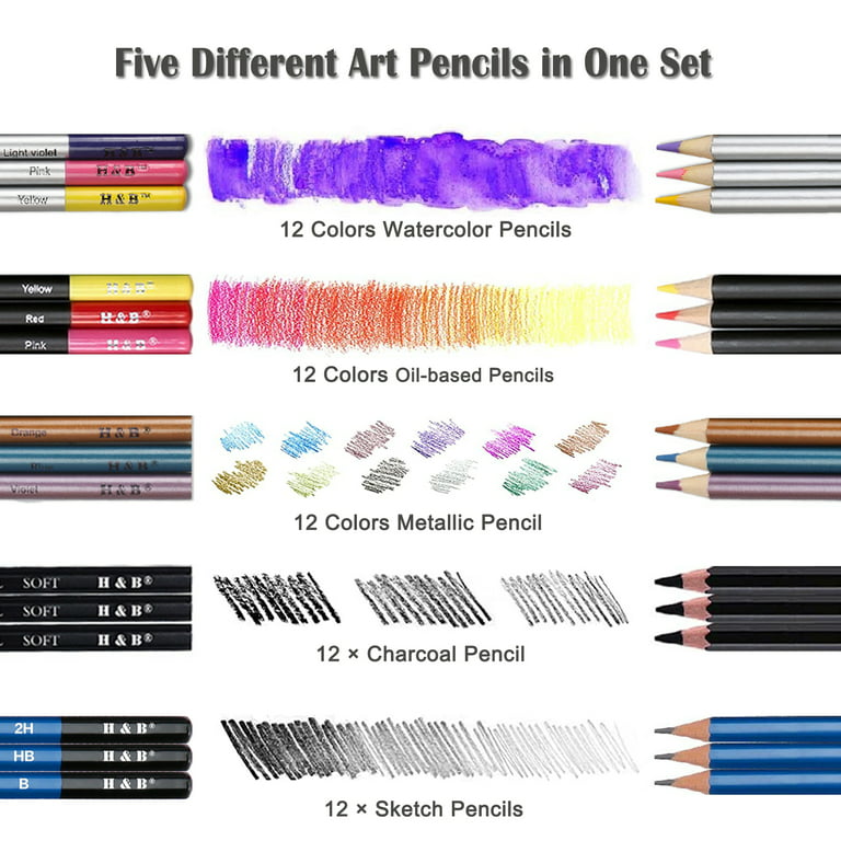 Drawing Pencils Set Zipper Gift Case Adults Teens Kids Sketching