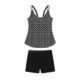 thumbnail image 7 of Sokhug Womens Floral Print Tankini Swimsuit Two Piece Bathing Suit Double Spaghetti Strap Top with Black Boyshort Bottoms Modest Swimwear, 7 of 7