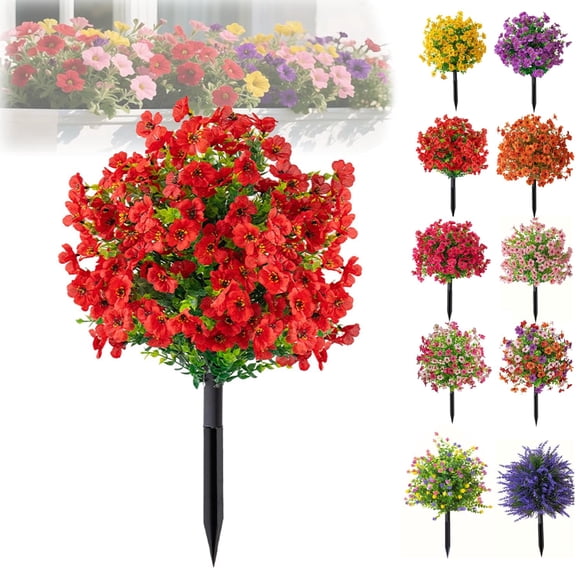 Fleurs Artificielles et Résistantes aux UV avec Piquet de Sol, Plantes à Faux Piquet pour l'Extérieur et l'Intérieur pour Pelouse, Cour, Jardin et Décoration de la Maison