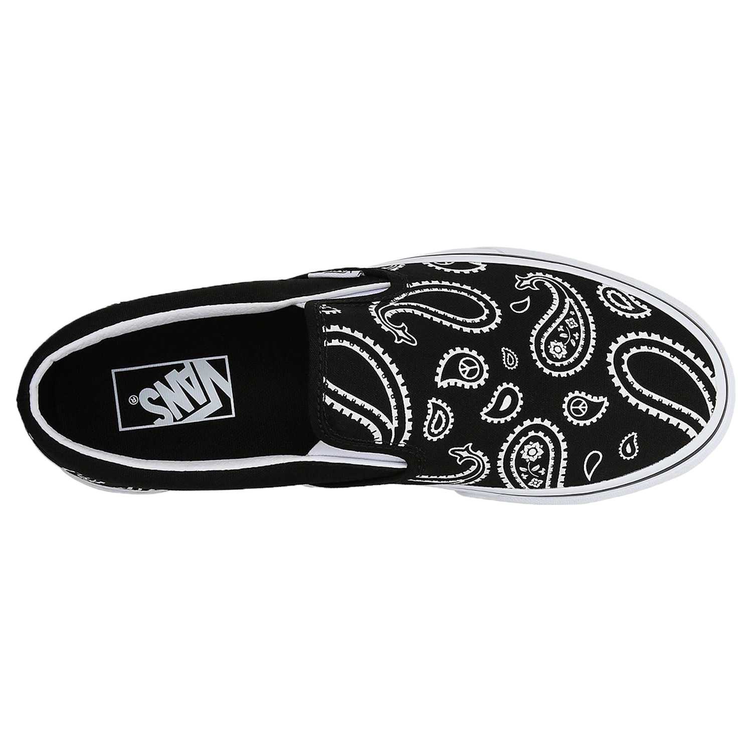 Vans Classic Slip-On Peace Paisley Black Men Size 10.5, Women Size 12 Mens Vans Slip-On Peace Paisley Shoe Size: 9 Black Fashion  main image 4