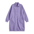 thumbnail image 7 of Sevevn Women's Collared Button‑Down Fleece Shacket Loose Long Sleeve Jacket With Pockets Casual Outerwear Purple L, 7 of 7