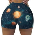 thumbnail image 2 of Balery Solar System And Planets Pantalones cortos de entrenamiento estampados para mujer, sin costuras, ajustados, para gimnasio, yoga, correr, deportes, ejercicio activo, fitness.-Large, 2 of 8