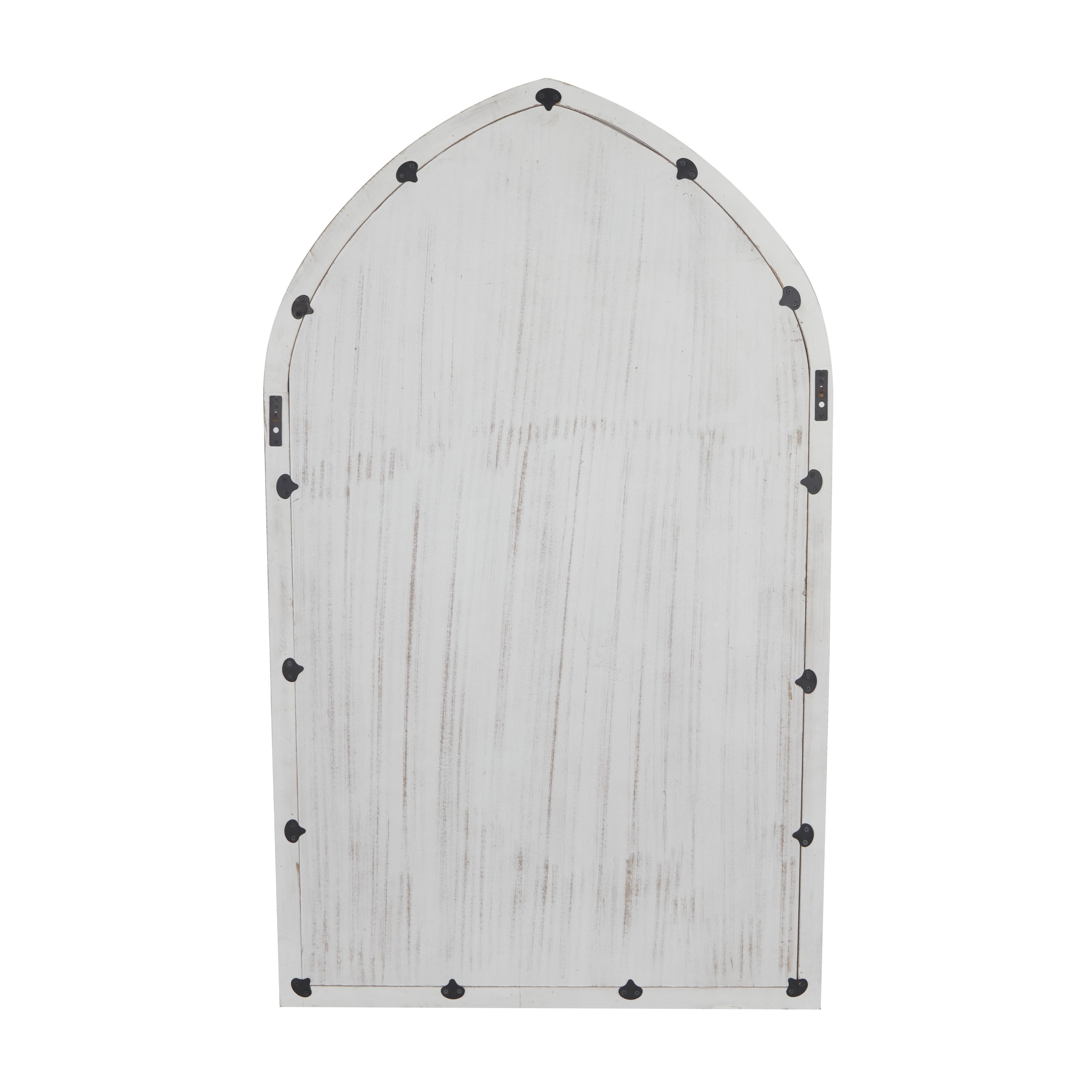 DecMode 36" x 60" White Distressed Window Pane Wall Mirror