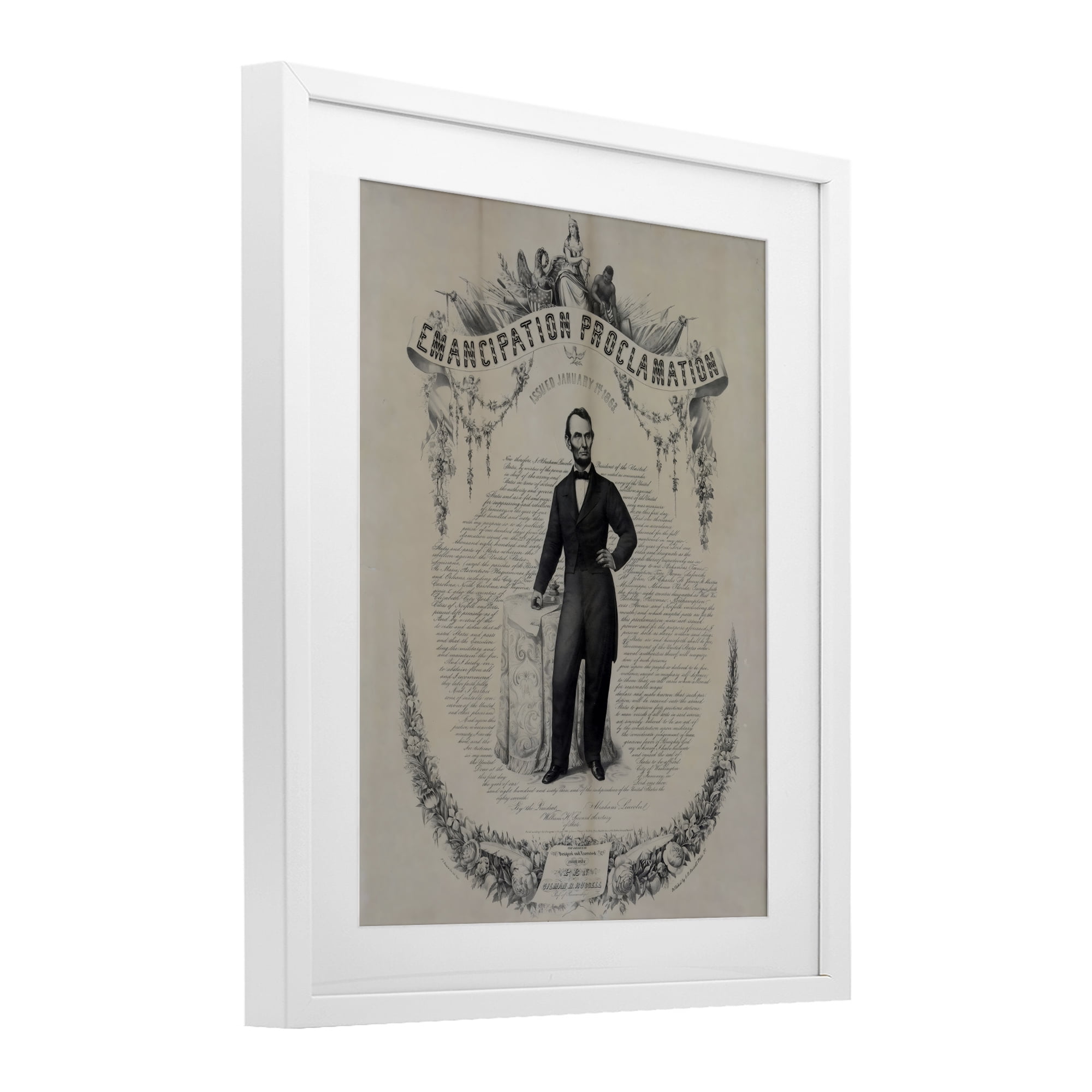 Stupell Industries Lincoln with Emancipation Proclamation White Framed Print Under Glass, design by Arlington Prints