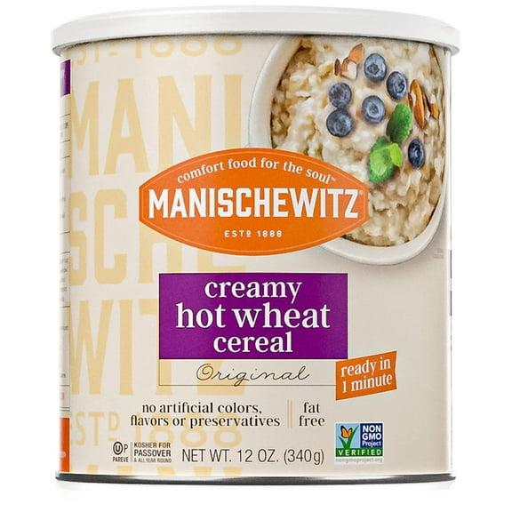 Manischewitz Original Creamy Hot Wheat Cereal, 12oz (2 Pack) | Kosher for Passover, Instant, Easy Prep, Nothing Artificial