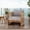 Beige+Natural + Polyester + Solid Wood +2, variant on Premium Acacia Wood Outdoor Club Chair Beige Natural Curved Tub Design Handwoven Rope Accents Water-Resistant Cushions All-Weather Slat Construction Patio Garden Chair Made in Viet Nam