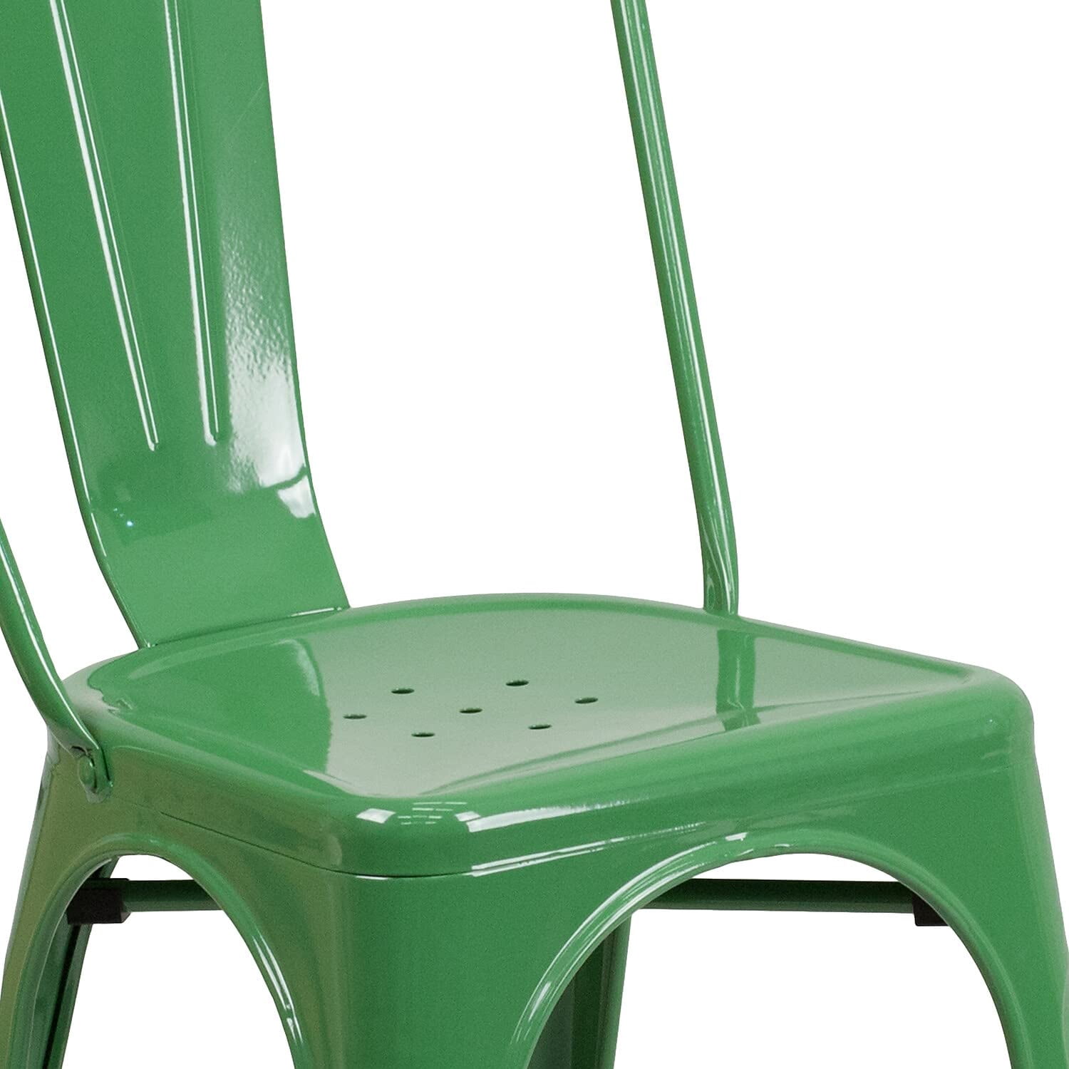 Bowery Hill Stackable Metal Dining Side Chair in Green