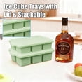 thumbnail image 3 of Silicone Ice Cube Tray with Lid 8-Cavity Reinforced Steel Frame Ice Cube Trays Easy Release BPA-Free Makes 3 Large Square & 5 Small Rectangular Ice Trays for Cocktails Whiskey Coffee,Green, 3 of 7