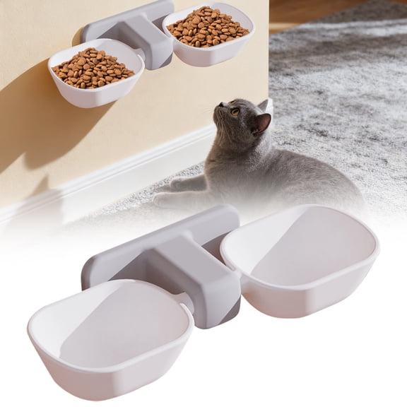 Goowood Elevated Dog Bowls Wall Mounted Raised Cat Bowls Double Detachable Anti Vomiting Pet Bowl Set for Indoor Cats and Dogs Comfortable Feeding