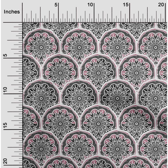 oneOone Cotton Flex Dusty Pink Fabric Floral Mandala Sewing Material Print Fabric By The Yard 40 Inch Wide