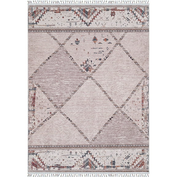 Trzebinia Brown Modern Polyester Area Rugs for Living Room Washable Rugs Boho Moroccan Area Rug Soft Geometric Bohemian Carpet Distressed Indoor Rug for Bedroom Dining Room Office Nonslip Rug