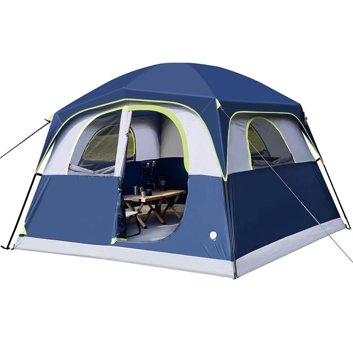 Tents 6 Person Waterproof Windproof Easy Setup Double Layer Family Camping Tent With 1 Mesh Door & 5 Large Windows -10'x9'x78in(h)