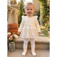 thumbnail image 3 of Cjfdfy Newborn Baby Girls Lace Dress Fall Clothes Bodysuit Ruffle Long Sleeve Floral Lace Romper Dress And Bow Headband Infant Cute Coming Home Outfit Fall Winter Outfit 0-18 Months, 3 of 9