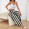 thumbnail image 6 of VV AVEORS Striped Barrel Linen Pants For Women, High Waisted Drawstring Wide Leg Baggy Pants, Fall Fashion Palazzo Trousers With Pockets Dark Green 2XL, 6 of 9