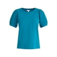 thumbnail image 5 of Time and Tru Women's Cotton Mixed Fabric Puff Sleeve Top, Sizes XS-XXXL, 5 of 5