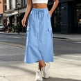 thumbnail image 4 of Umfun Women's Utility Cargo Midi Skirt with Drawstring Waist & Pockets - Solid Color Relaxed Fit Long Skirt for Outdoor Hiking & Daily Wear, 4 of 9