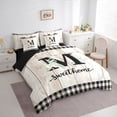 thumbnail image 3 of Castle Fairy Teens Monogrammed Letter 7 Pieces Bedding Comforter Set,Geometric Plaid Full Bedding Set Lightweight,Rustic Cabin Fitted Sheet Flat Sheet,Breathable Home Decor, 3 of 8
