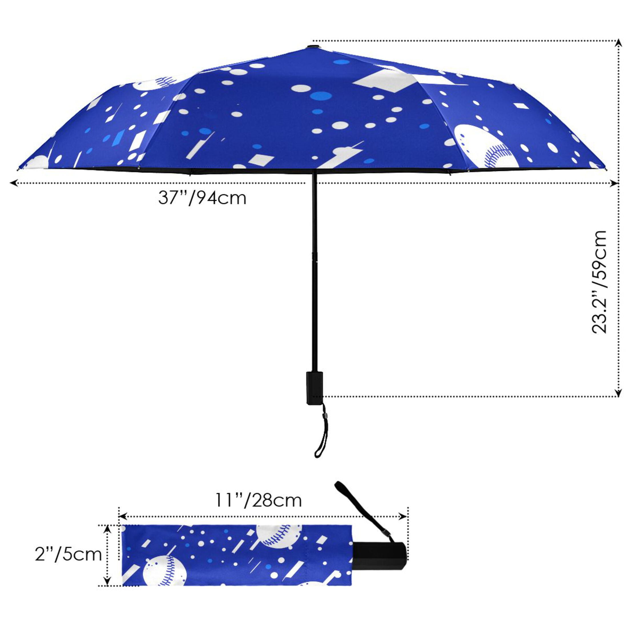 ALAZA Baseball Art Pattern UPF 50+ Compact Folding Umbrella for Rain Travel Umbrella Packable